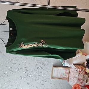 Bob Mackie Wearable Art green long sleeve shirt.  Size 1X.